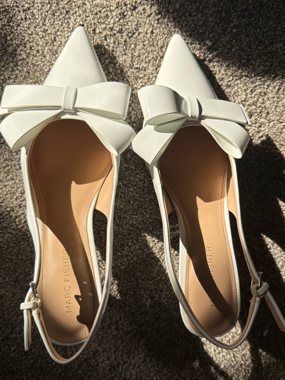Marc Fisher white kitten heels